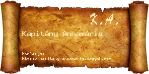 Kapitány Annamária névjegykártya